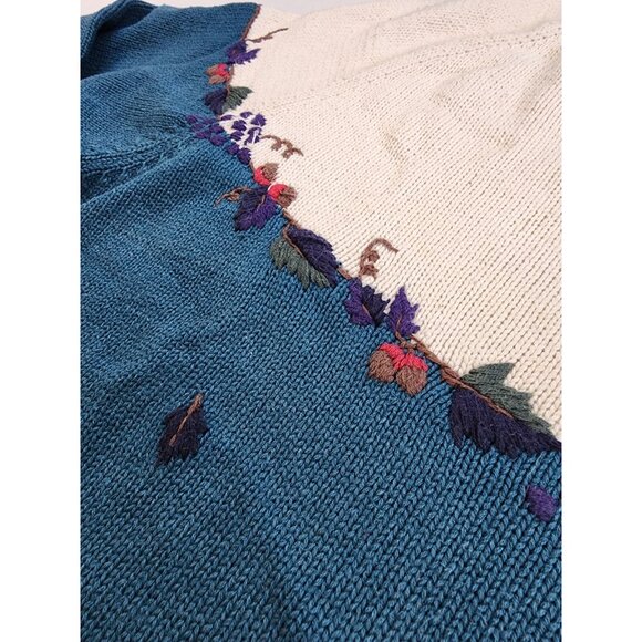 Vintage Northern Reflections S Sweater Fair Isle Embroidered Leaf Granny Jumper - Picture 5 of 8